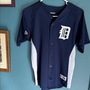 Kids Navy Blue Baseball Jersey with White Panels